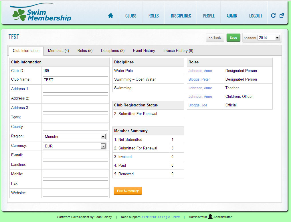 Swim Ireland - Member Registration