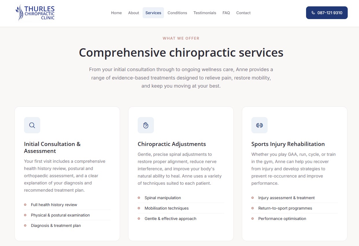 Thurles Chiropractor - Services